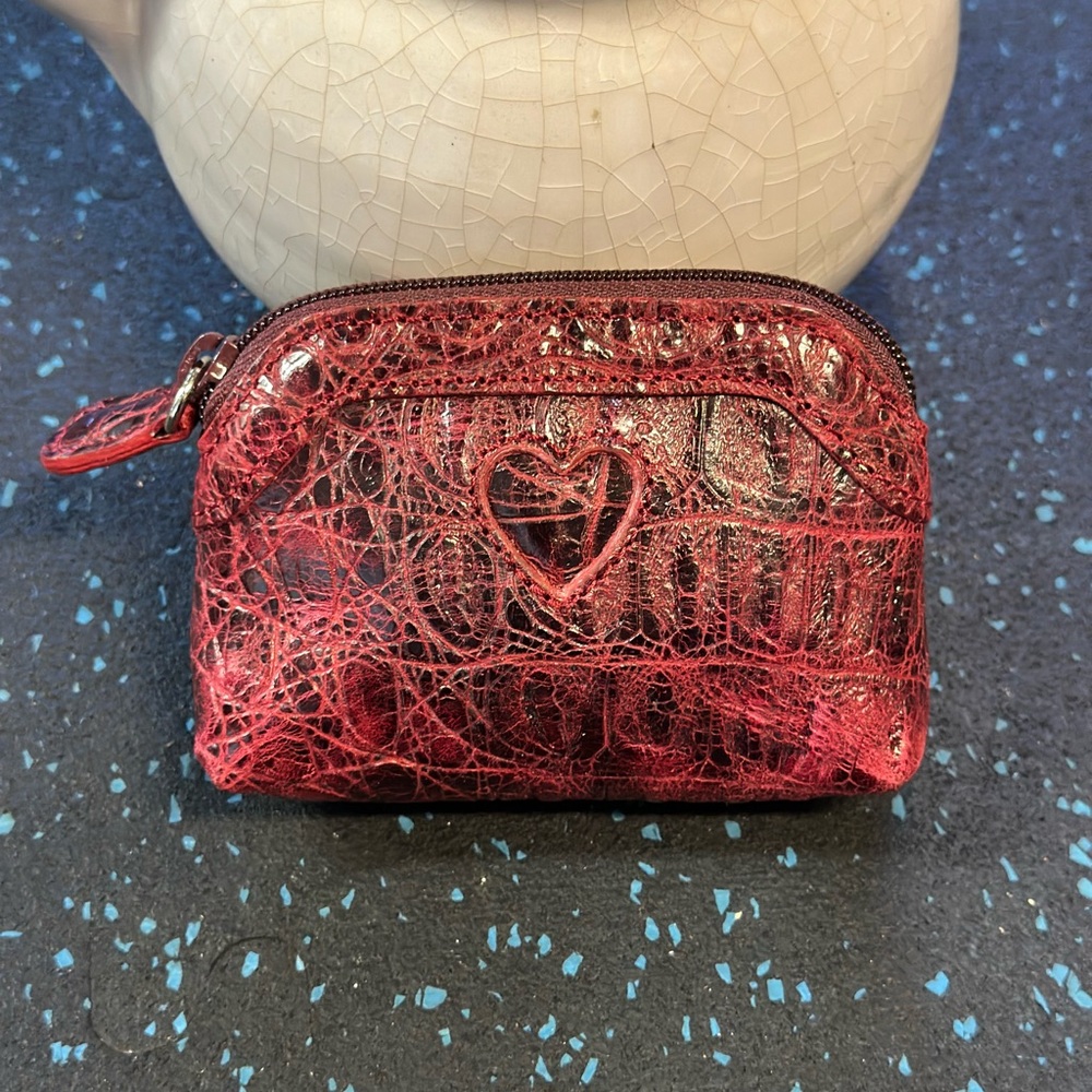 Brighton Red Heart Embossed coin purse